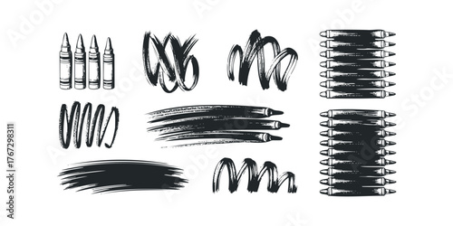Ink Brush Strokes and Ammunition Icons