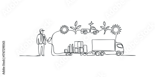 Person Controlling Logistics with Truck and Plant Growth