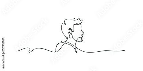 Man's Profile Face Continuous Line Drawing