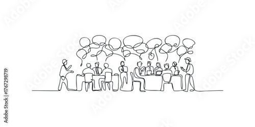 Business meeting with people talking and brainstorming