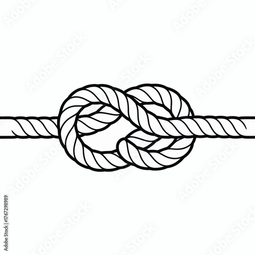 Black and white line art illustration of a secure knot vector graphic scalable eps icon silhouette vector illustration white background