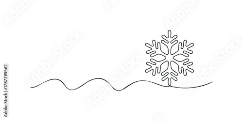 Single Line Snowflake on Wavy Ground