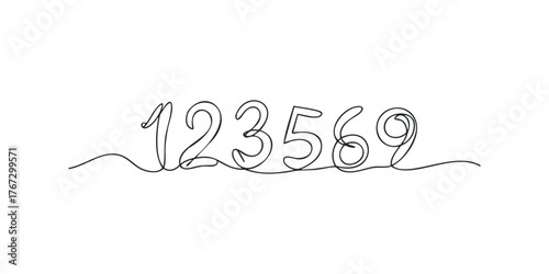 Continuous Line Drawing Numbers 1 2 3 5 6 9