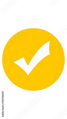 A vibrant yellow circle contains a white checkmark symbol