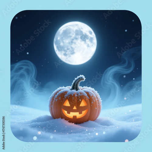 할로윈 호박과 청명한 달밤의 조화
