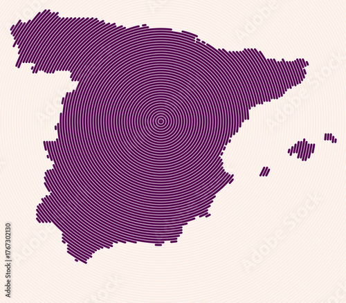 Spain shape rings. Country map formed by stacked circles. Spain boundary shape design. Classy vector illustration.