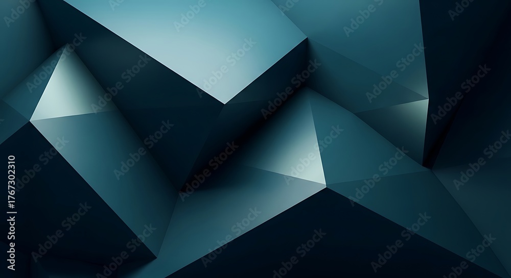 Obraz premium Abstract dark blue geometric background with triangular shapes and shadows