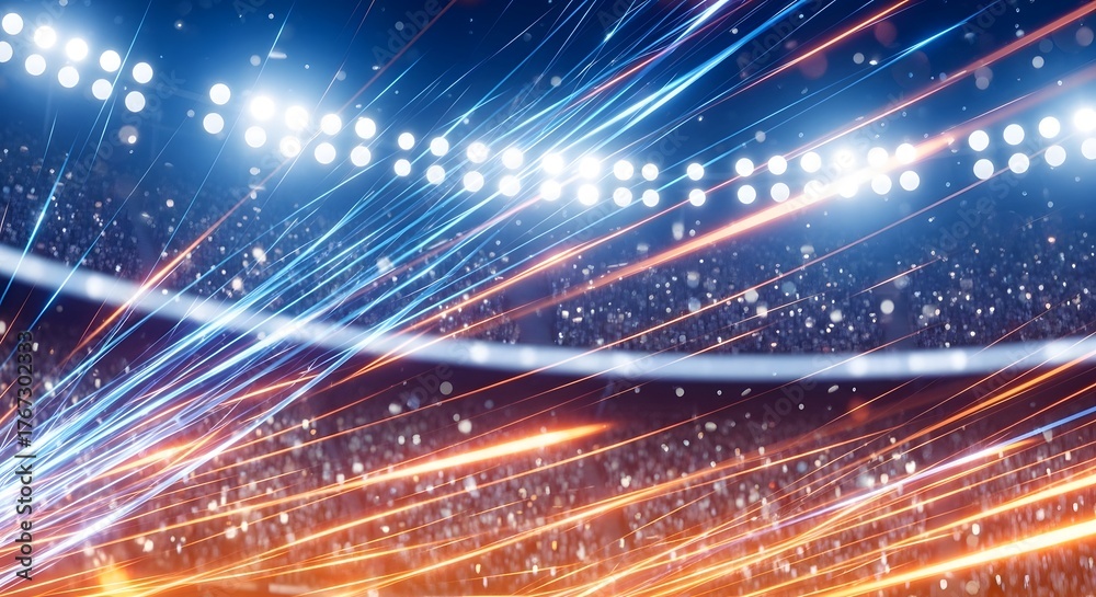 Fototapeta premium Dynamic Sports Arena Vibrant Illustration Showcasing Motion and Illumination in a Stadium Setting