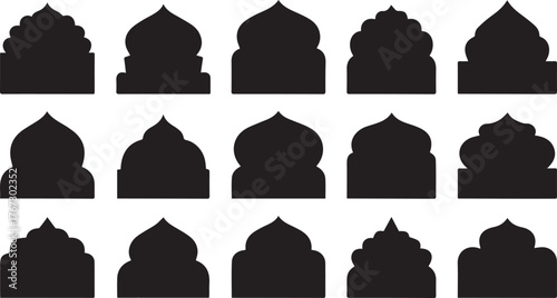 Vector art of silhouette of various mosque domes for design use