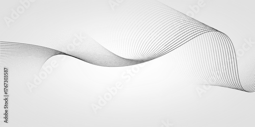 Flowing dots particles nice wave pattern halftone black gradient curve shape isolated modern nice soft