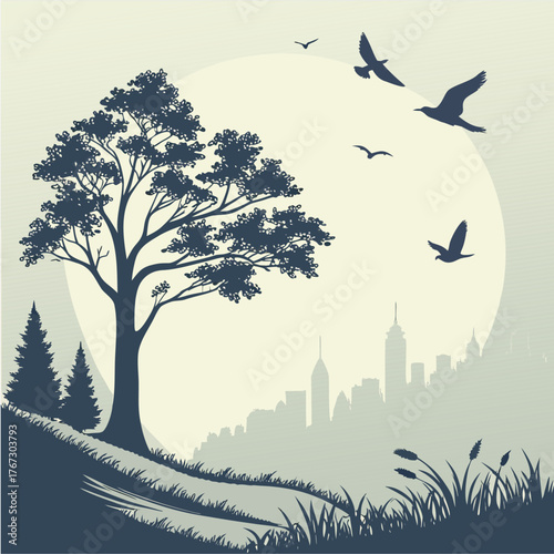 Yahan do short English titles hain jo nature aur city ke contrast ko reflect karte hain:

"Roots and Rooftops"

