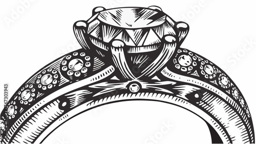 Elegant engagement ring with a sparkling diamond, a symbol of eternal love and commitment sketch