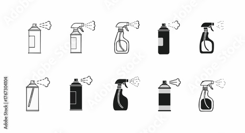Spray bottle and aerosol can icons