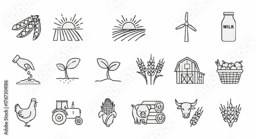 Set of farm and agriculture icons