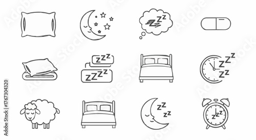 Collection of sleep and rest related icons