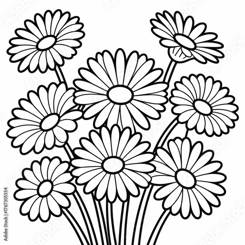 Charming daisy flower bouquet coloring book page vector illustration scalable eps icon for general use silhouette