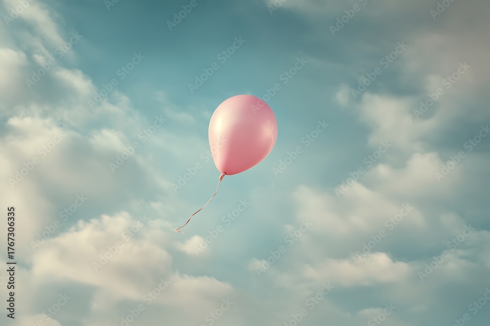 Obraz premium A single balloon soars into the sky, symbolizing liberation and freedom.