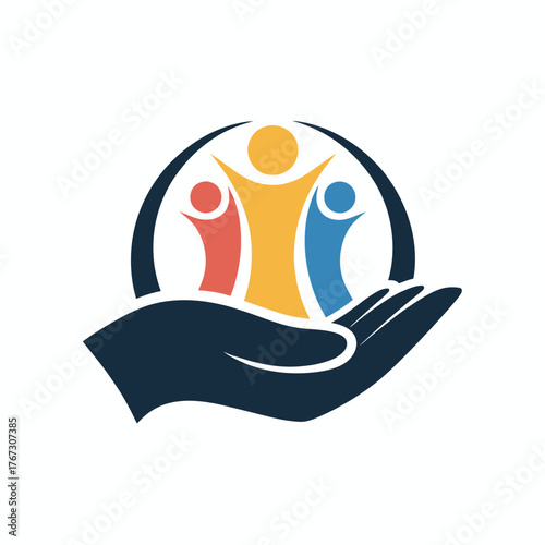 Stylized hand holding diverse community icon vector eps scalable graphic design for social support and protection concepts silhouette