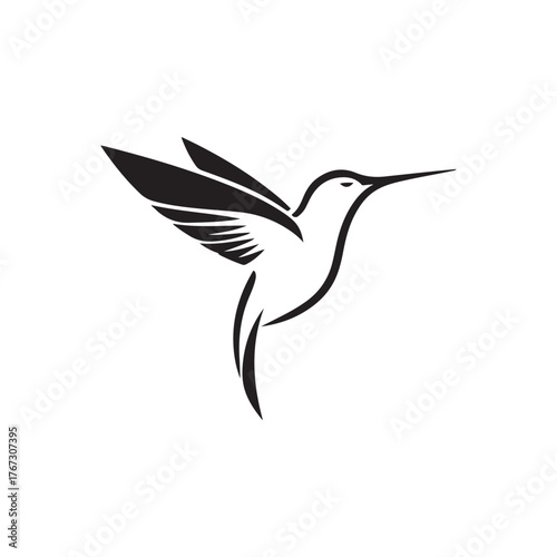 simple minimalist hummingbird bird flying with stylized wings abstract nature animal logo vector illustration.