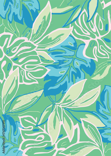 Floral seamless pattern with big flowers and Vector illustration.seamless floral watercolor pattern with garden pink, flowers roses, leaves, branches. Botanic tile, background.