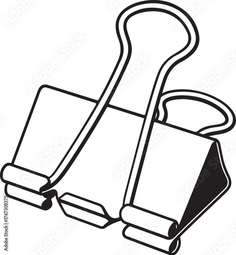 Binder Clip in 34 Perspective Vector Illustration.eps