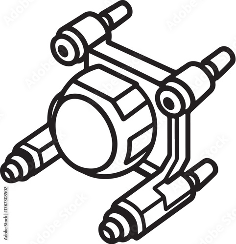Small Personal Spacecraft Pod with Maneuvering Thrusters Vector Illustration.eps