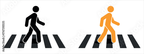 Pedestrian Crossing Icon Vector Illustration. Zebra Crossing Symbol for Road Safety, Human Walk, Traffic Signs, and Urban Transportation.