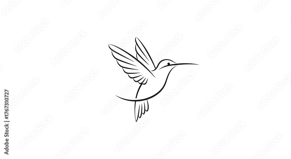 Obraz premium premium minimalist hummingbird logo, graceful motion in elegant thin lines, feminine luxury beauty brand identity
