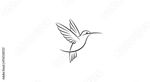 premium minimalist hummingbird logo, graceful motion in elegant thin lines, feminine luxury beauty brand identity