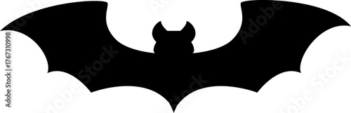 Halloween spooky bat flying monster silhouette. Horror holiday flying bat, creepy Dracula monster isolated vector silhouette. Halloween scary animal or spooky night vampire