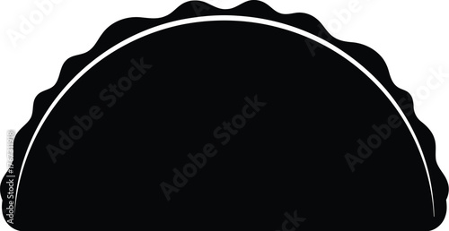 Simple black silhouette of a taco with wavy edges