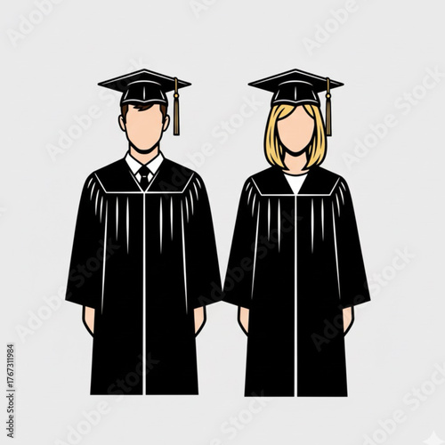 Smiling students in graduation cap and gown receive their bachelor's degree at the university