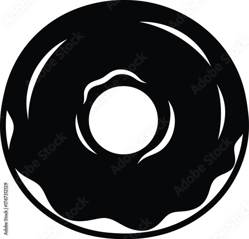 Simple black silhouette of a ring donut with a hole