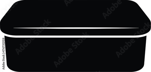 Black silhouette of a takeout food container with a lid