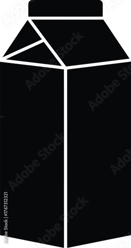 Simple black silhouette of a carton container for milk or juice