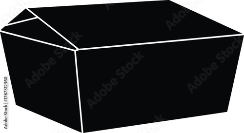 Simple black outline drawing of a takeaway food container box