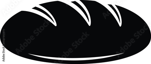 Simple black silhouette of a loaf of bread with score marks