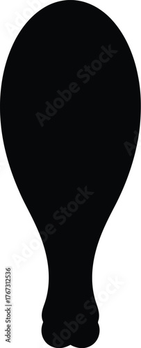 Simple black silhouette of a cooked chicken leg on white