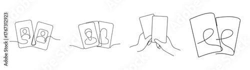 Collection of hand drawn passport icons representing travel documents and global citizenship concepts