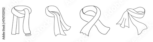 Collection of four different infinity scarf styles with delicate line art rendering