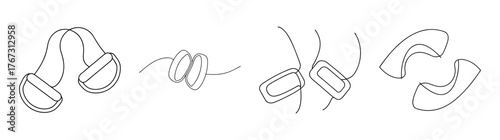 Sketch of sports armbands with straps and details in black and white