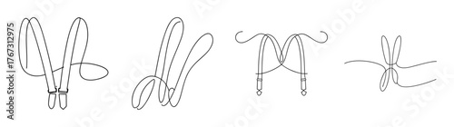 Collection of four sketchy drawings of suspender clips and garters