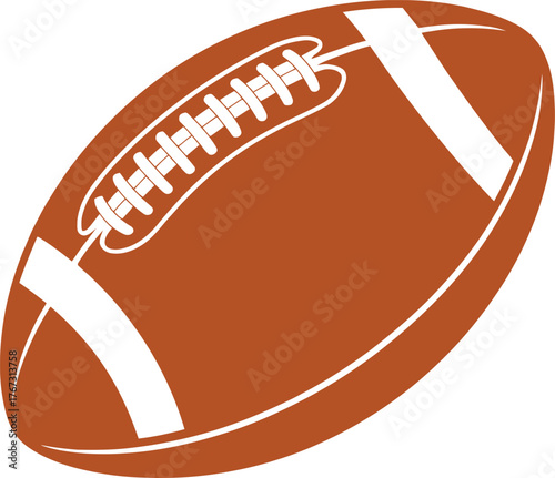 American football ball vector icon, brown leather pigskin with white laces and stripes, flat minimal sports equipment illustration 