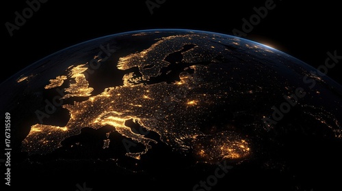 Illuminated Europe at Night: A Stunning View of City Lights from Space