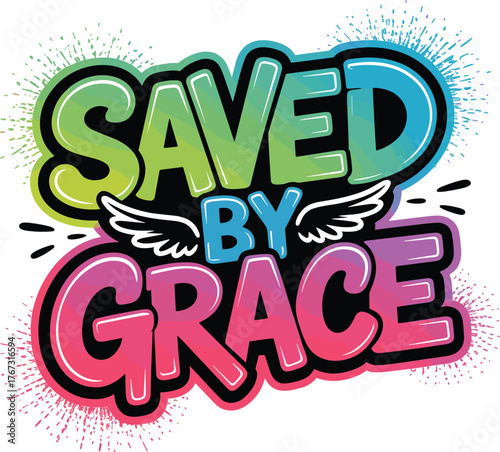 Colorful Graffiti Text: Modern Urban Art with Spiritual Message