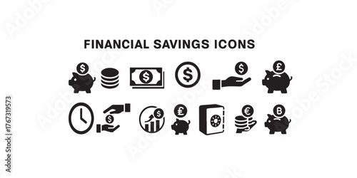 Print  Financial savings and piggy bank icons