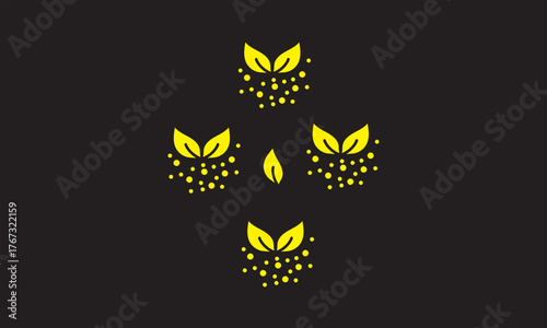 Yellow Leaf Vector Design – Minimalist Abstract Floral Symbol on Black Background