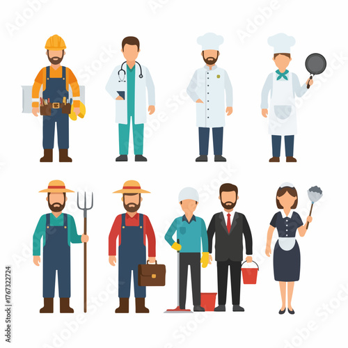 Set of people of different professions vector illustration.