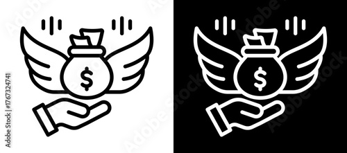 Financial Freedom Icon Set In Black And White Filled Style Collection
