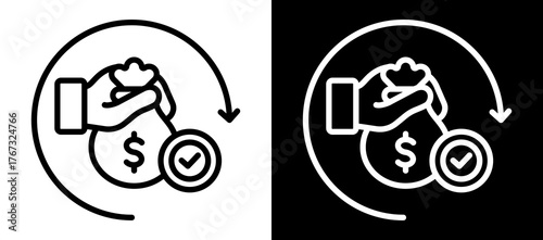 Debt Consolidation Icon Set In Black And White Filled Style Collection